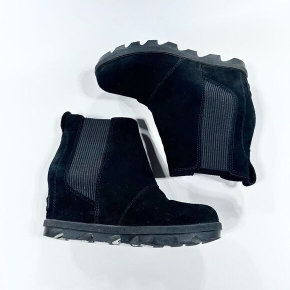 Sorel black suede Joan of arctic wedge bootie 6 - Picture 8 of 8